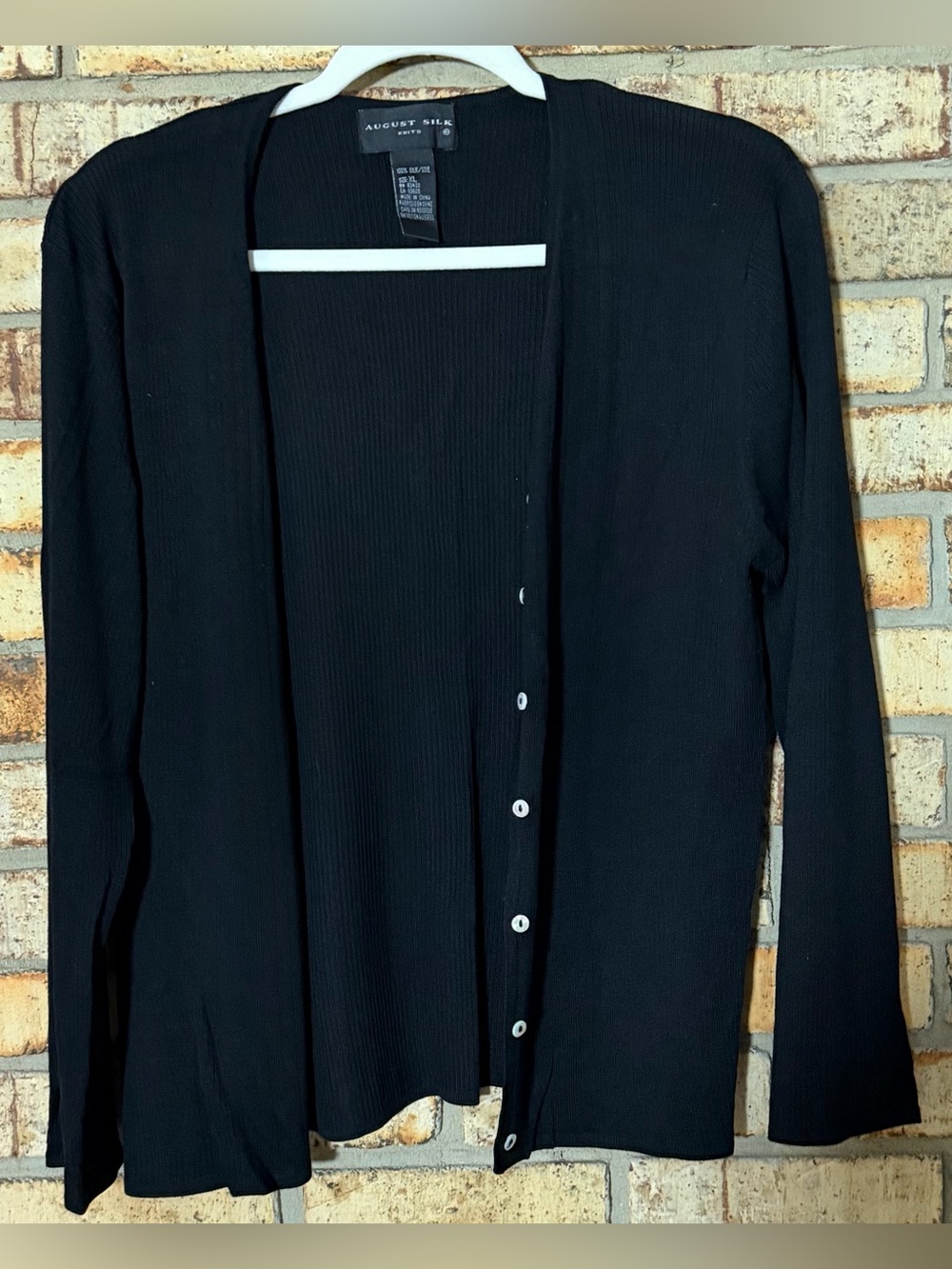 August Silk black cardigan 100% silk xl